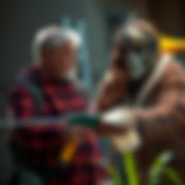 Homeowner applying garlic spray for mosquito control