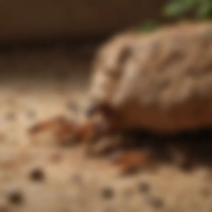 Close-up of a termite infestation illustrating pest identification