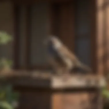 Installing Sparrow Prevention Measures A homeowner installing preventative measures against sparrows
