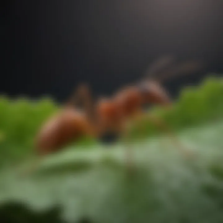 Close-up of a honeydew ant on a leaf