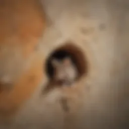 Close-up of a tiny hole in a wall where mice can enter