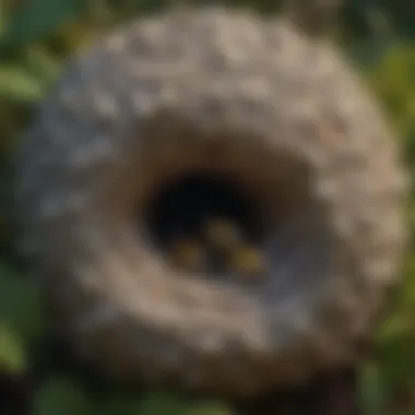 A wasp nest found in a garden