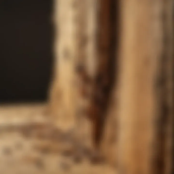 Close-up view of termite damage on wooden structure