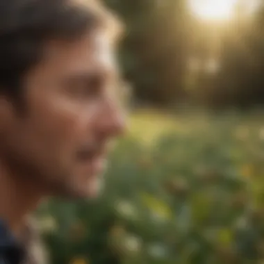 A person observing wasps in their garden