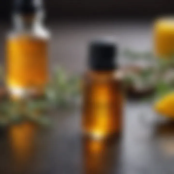 Close-up of natural flea repellent ingredients like essential oils
