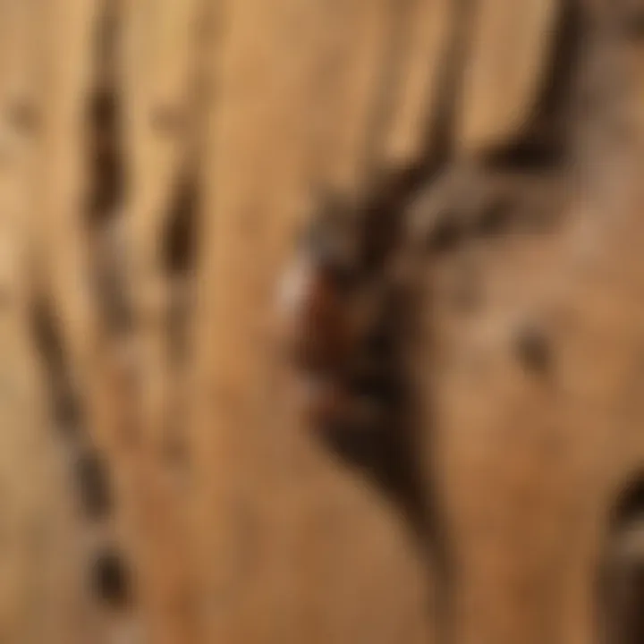 Close-up of termite damage on wood