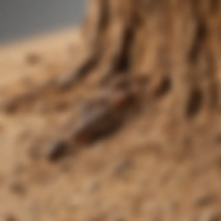 Close-up of termite damage in wood