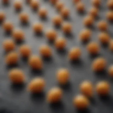 A close-up view of flea eggs on a fabric surface