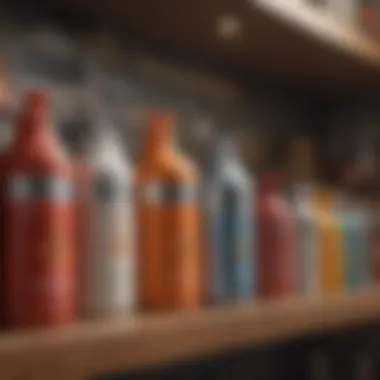 An array of different insecticides displayed on a shelf