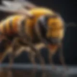 A close-up of a Katy bee exhibiting its vibrant coloration