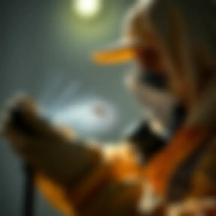 Effective Pest Control Application Close-up of a pest control technician applying treatment