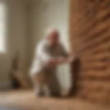 Professional pest control technician inspecting a home for termites