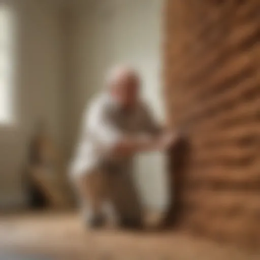 Professional pest control technician inspecting a home for termites