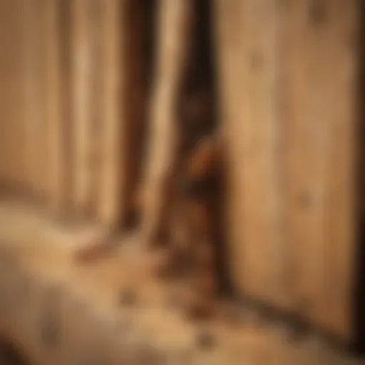 Close-up of a termite infestation in wooden structure