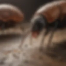 Detailed close-up of molter pests on a surface