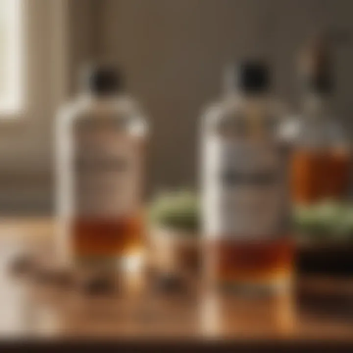 Homemade natural pest repellents displayed on a table