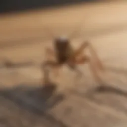 Close-up of a cricket on a wooden surface