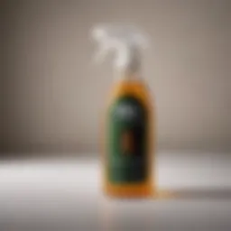 Close-up of oil-based bed bug spray bottle