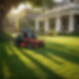 Lush green lawn under bright sunlight