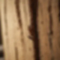 Close-up of termite damage in wood