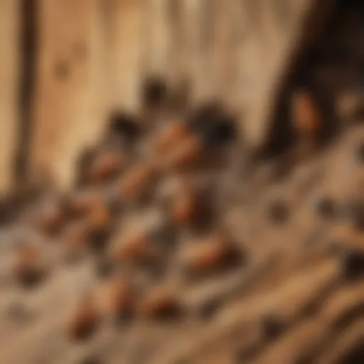 A close-up of a termite infestation in wooden structures