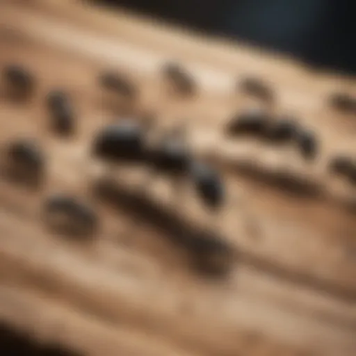 Close-up of carpenter ants on wood