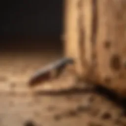 Close-up view of a termite infestation in wood