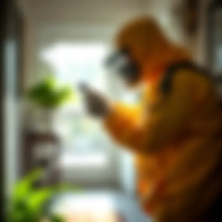 Professional Pest Treatment Methods Exterminator applying treatment in a home environment