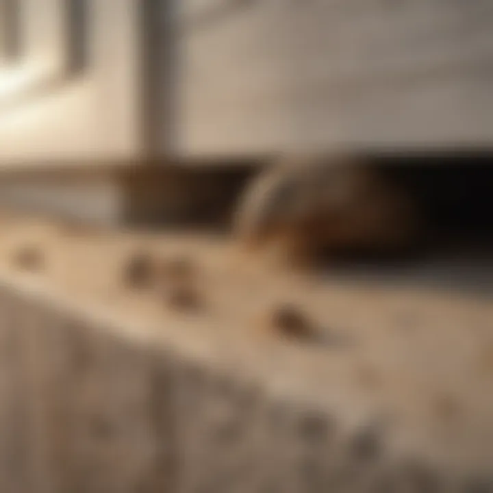 A close-up of a pest infestation in a residential area.