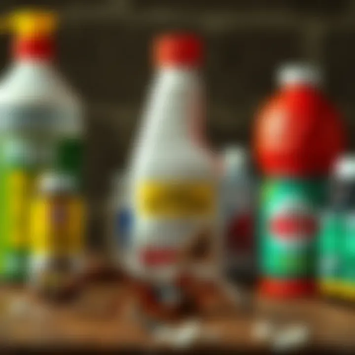 Overview of Scorpion Control Pesticides A detailed view of various pesticide bottles suitable for scorpion control