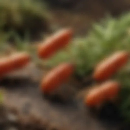 Close-up view of chigger mites in their natural habitat