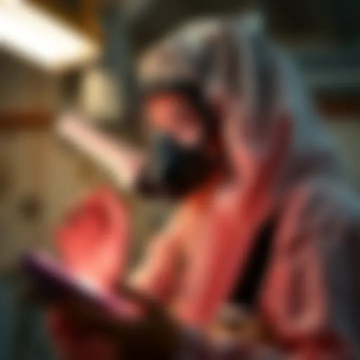 Pest Control Professional Utilizing Pheromones Illustration of a pest control professional using pheromone technology