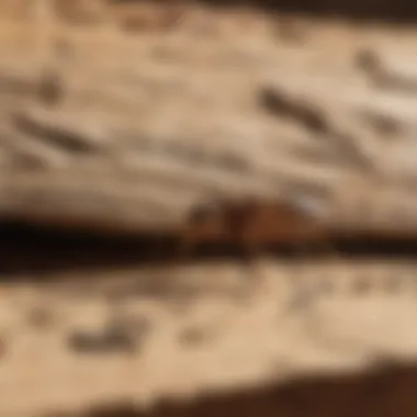 Close-up of a termite inspection revealing damage in wood