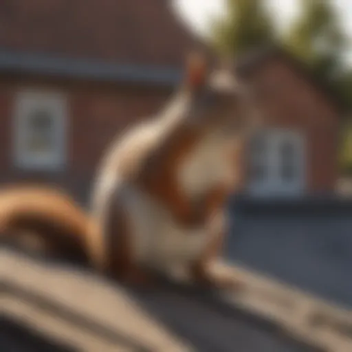 Squirrel inspecting roof area