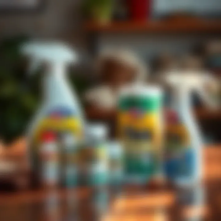 Chemical Solutions for Flea Eradication Chemical flea treatment products arranged on a table