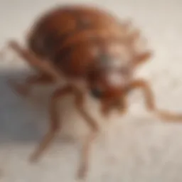 A close-up of a bed bug on a mattress