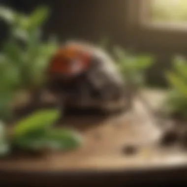 Natural pest control solutions displayed on a table.
