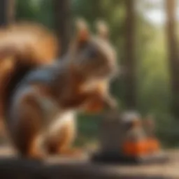 A squirrel observing a sonic repellent device