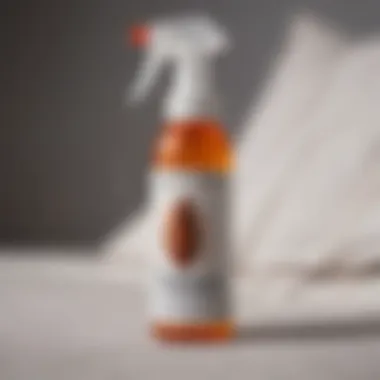 Close-up of a bed bug spray bottle