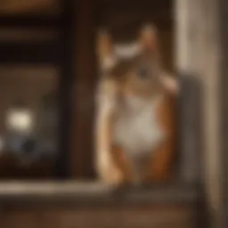 Close-up of a squirrel peeking from a loft corner