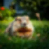 Groundhog in a garden setting