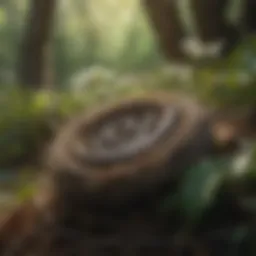 Close-up of a snake nest hidden in foliage