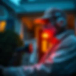 Illustration of a pest control technician inspecting a home