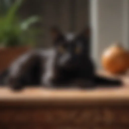 A black cat lounging outdoors, symbolizing cultural perceptions.