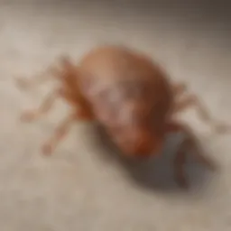 Close-up of bed bug skin shed on a surface