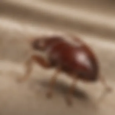 Identification of Bed Bugs on Fabric Close-up of bed bug on fabric