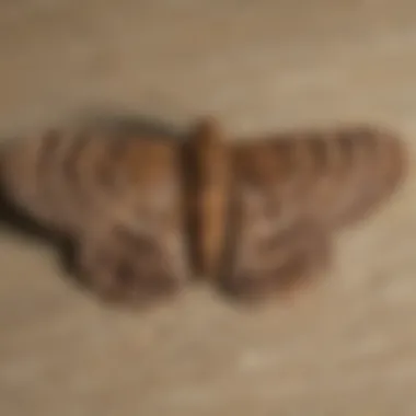 Close-up of a brown moth resting on a surface