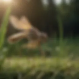 Close-up of a crane fly on grass