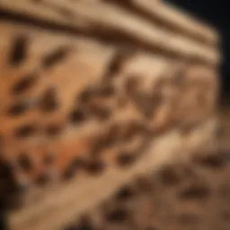 A close-up of termites in wood