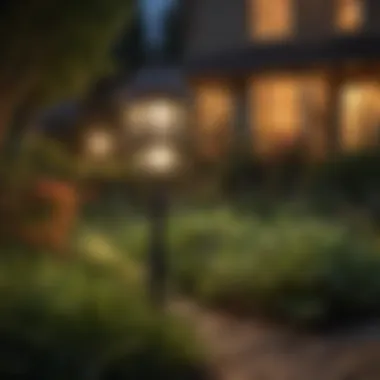 Motion Sensor Strobe Light in Garden A motion sensor strobe light mounted in a garden setting